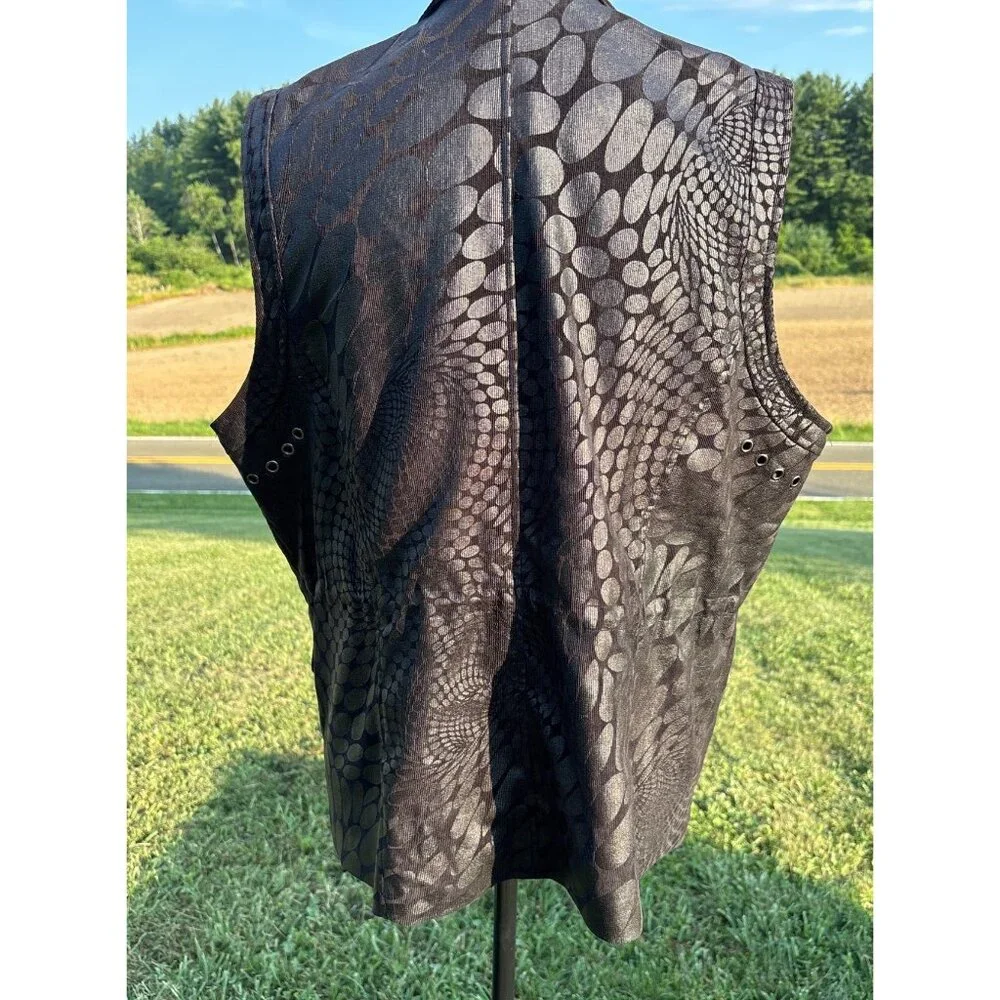 Erm London Designer Women’s Vest Sz L Black Geometric Print Coquette Core Glam